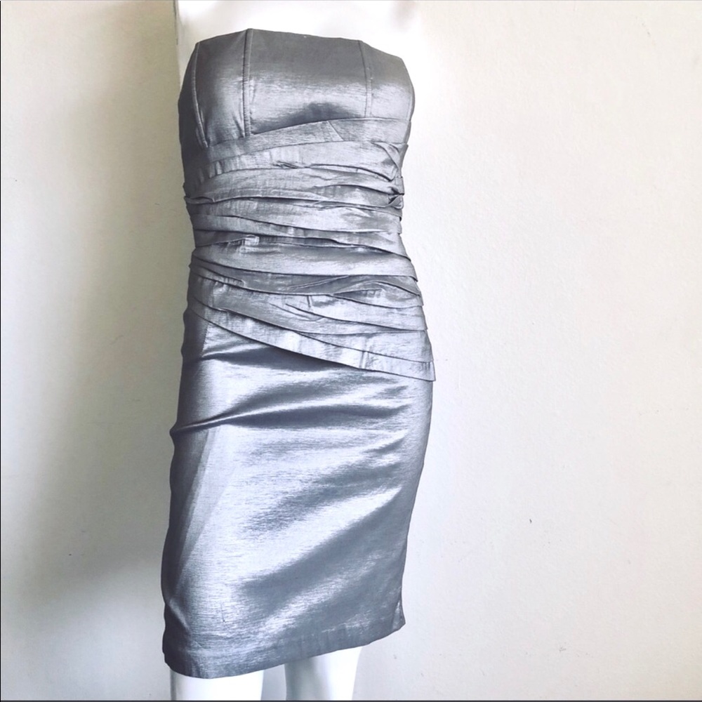 Renee C strapless dress silver size medium